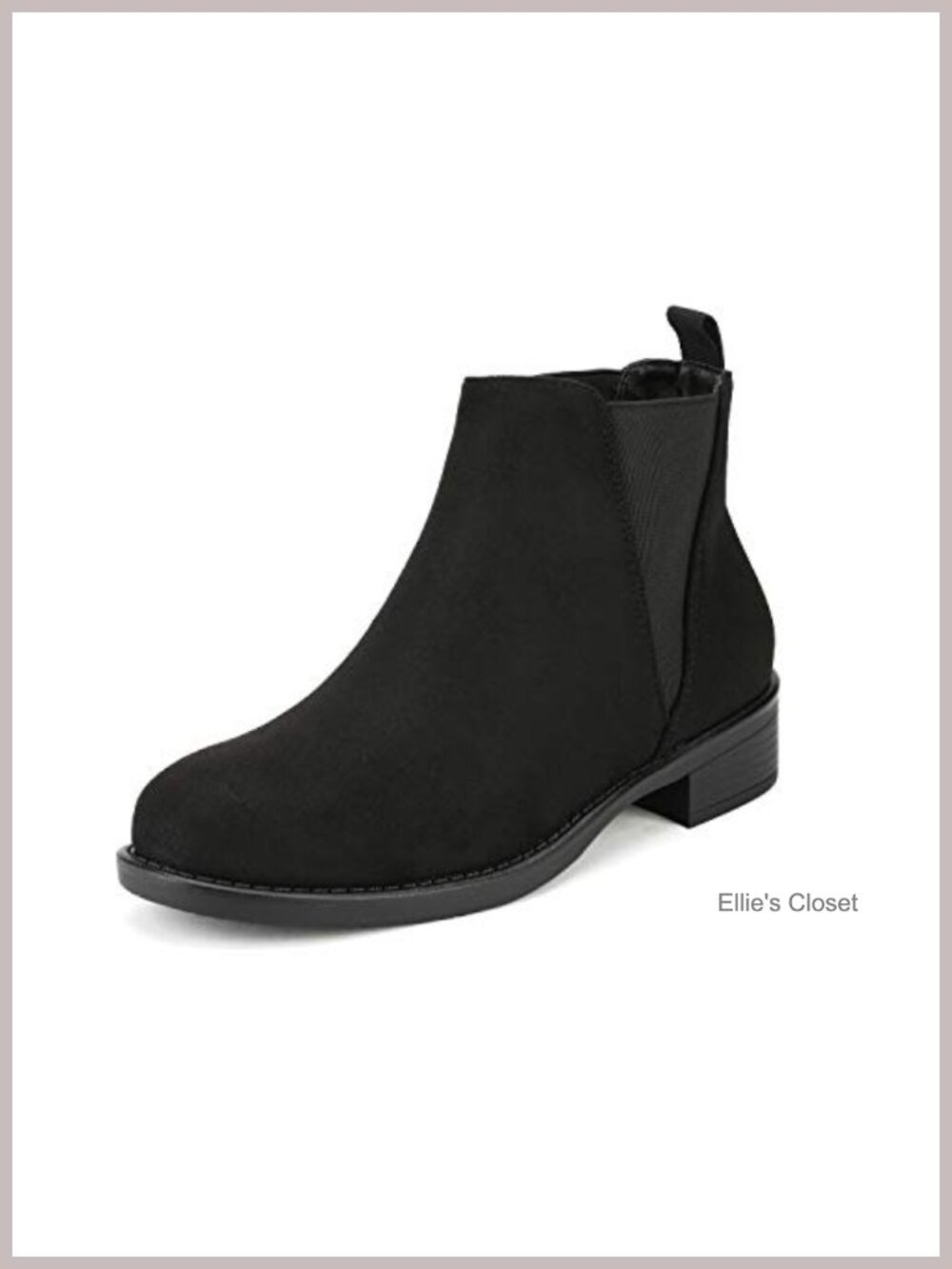 Womens Chelsea Ankle Boots Faux Suede 1.5 Inch Stacked Heel Round Toe
